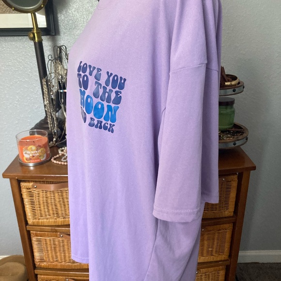 Shein purple graphic, short sleeve T-shirt ” Love you to the moon and back.” - Picture 6 of 9